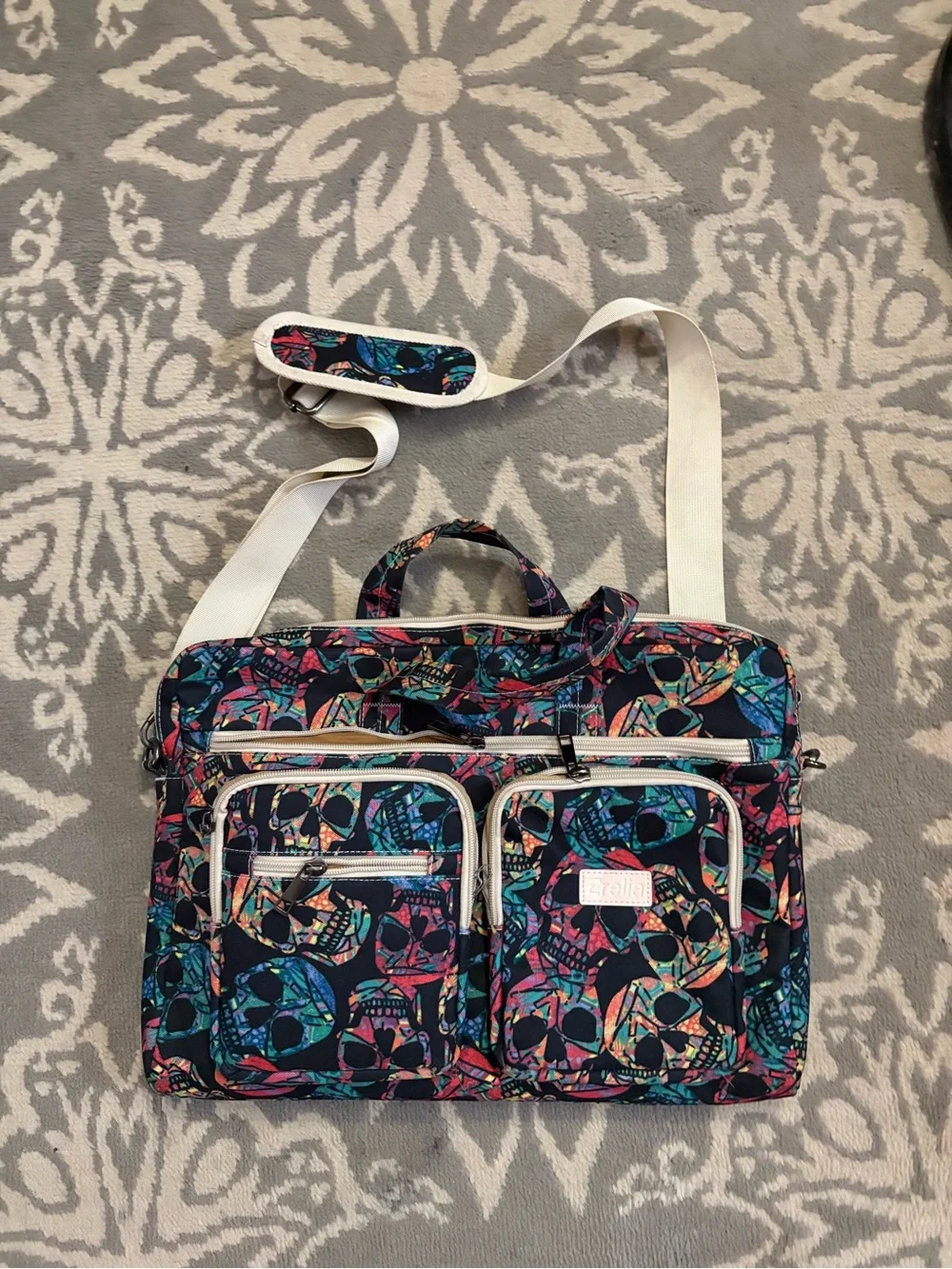 Sugar Skull Laptop Messenger Bag